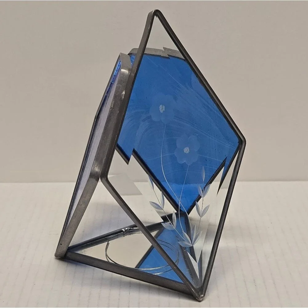 Vintage Stained Glass Tea Light Votive MCM Avant Garde Candle Holder